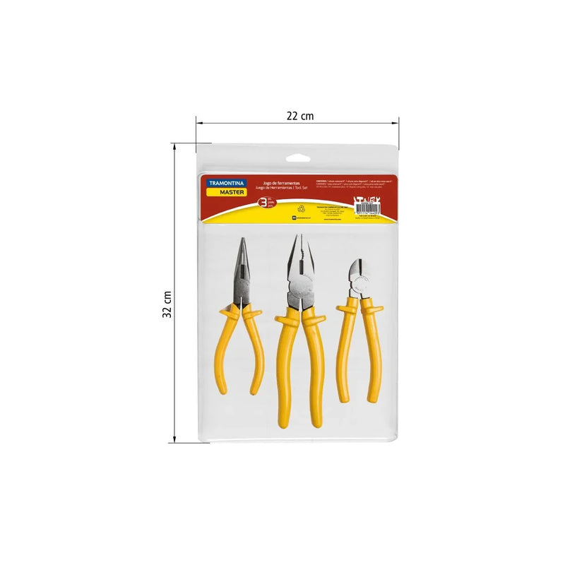 Kit de Ferramentas Tramontina MASTER com Alicate de Bico 6" Alicate Universal 8" e Alicate Corte Diagonal 6"