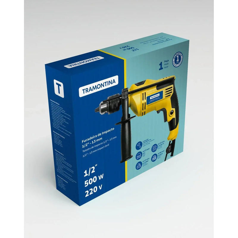 Furadeira de Impacto Tramontina 500 W 220 V 1/2" com Sistema de Reversão de Rotação