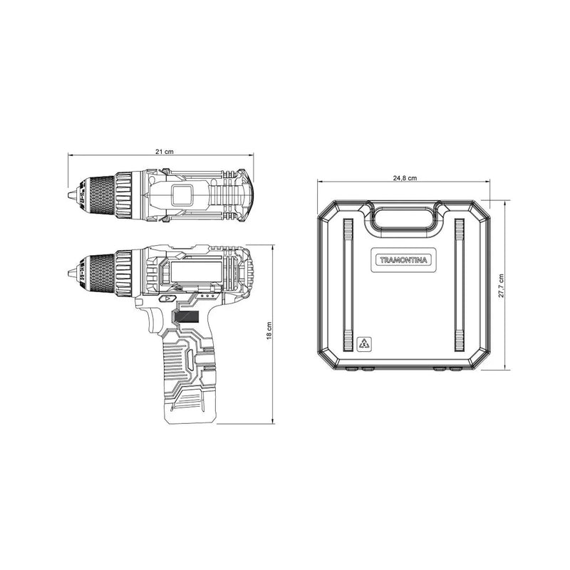 Parafusadeira/Furadeira 12 V Tramontina à Bateria 16 Peças